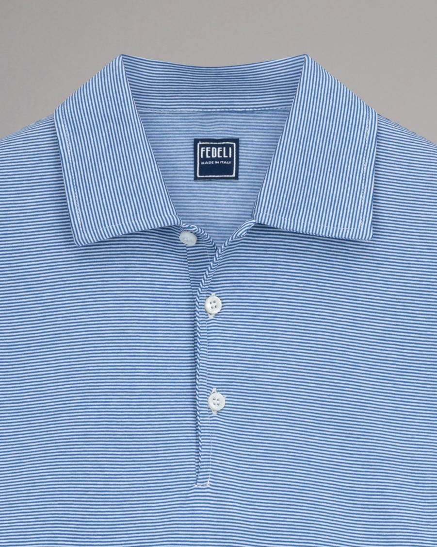 FEDELI Polos | Striped Cotton Polo